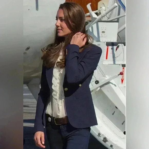 Smythe Duchess Blazer Size 8 Navy Single Breasted Wool Brass Buttons $725 - Picture 5 of 14